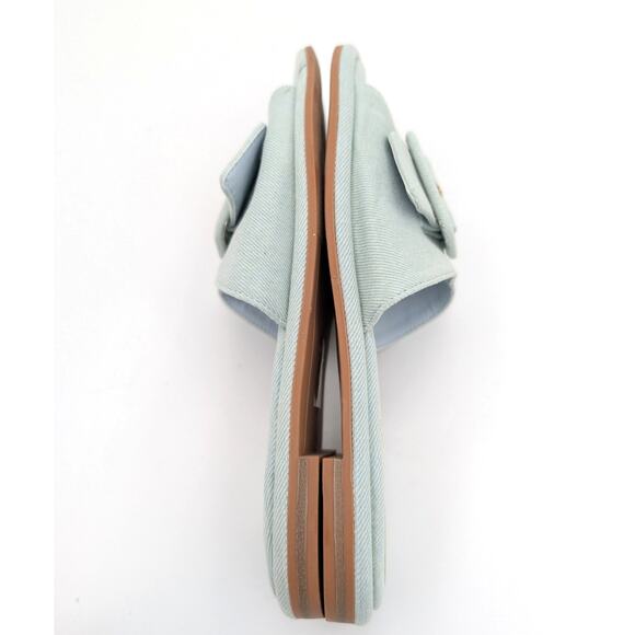 Dolce Vita Albey Slide Sandals Tweed Fabric Buckle Open Toe Blue Size US8 - Picture 6 of 10